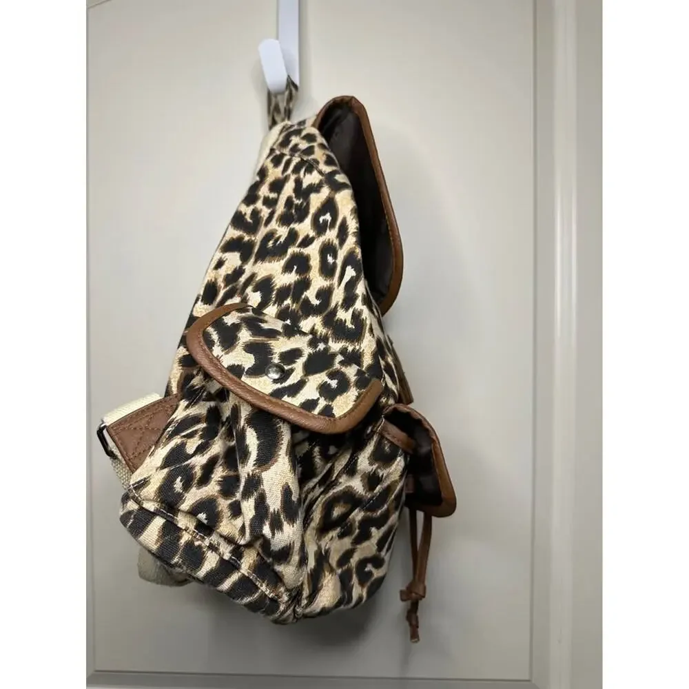 Leopard Print Sequin Full Size Backpack School Bag 17x13